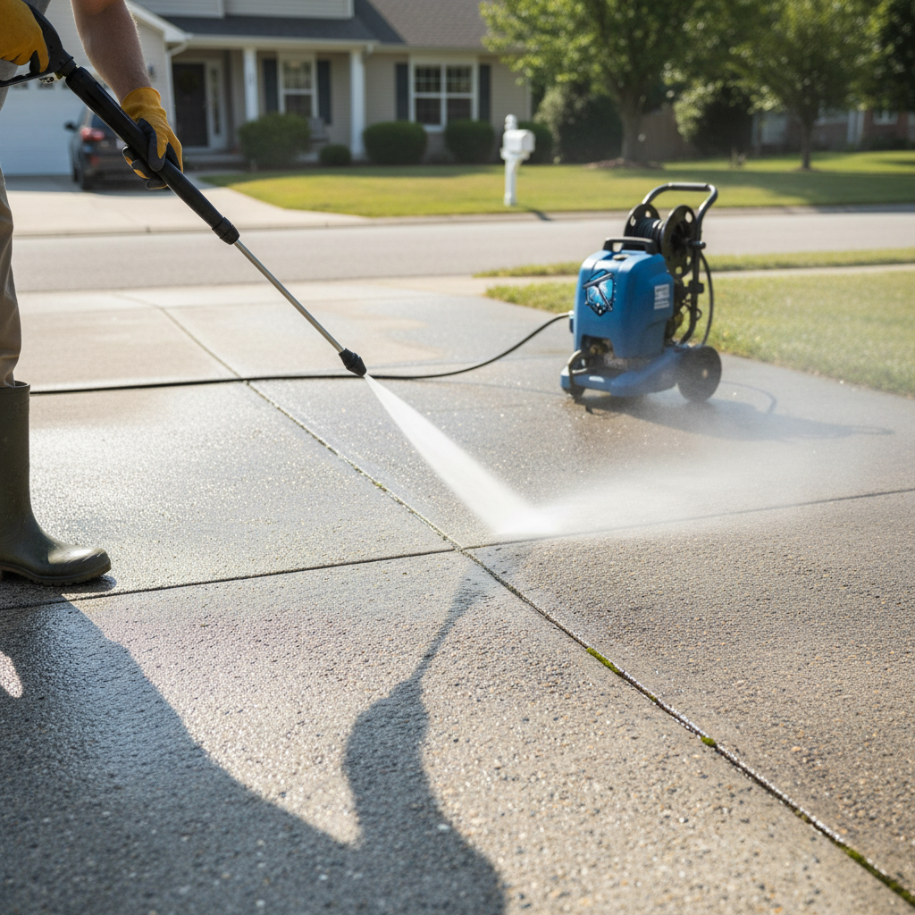 Driveway pressure washing